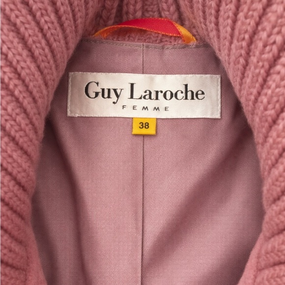 🌸 Guy Laroche Femme Wool & Angora Jacket – Belted Pink Coat Sz 38 - Picture 7 of 8